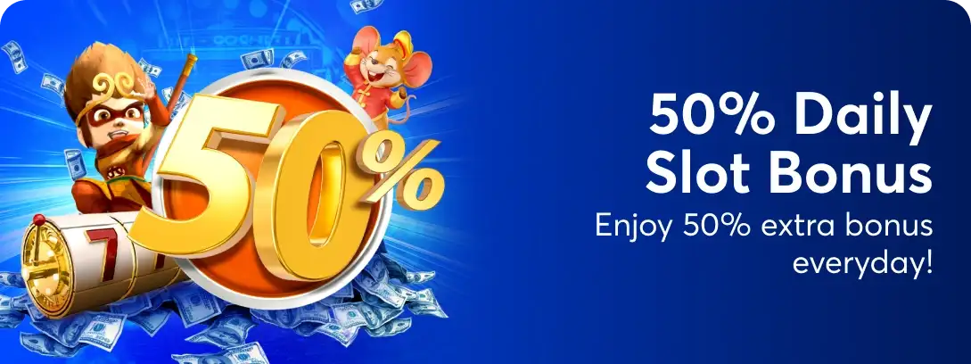50% Daily Slot Reload Bonus